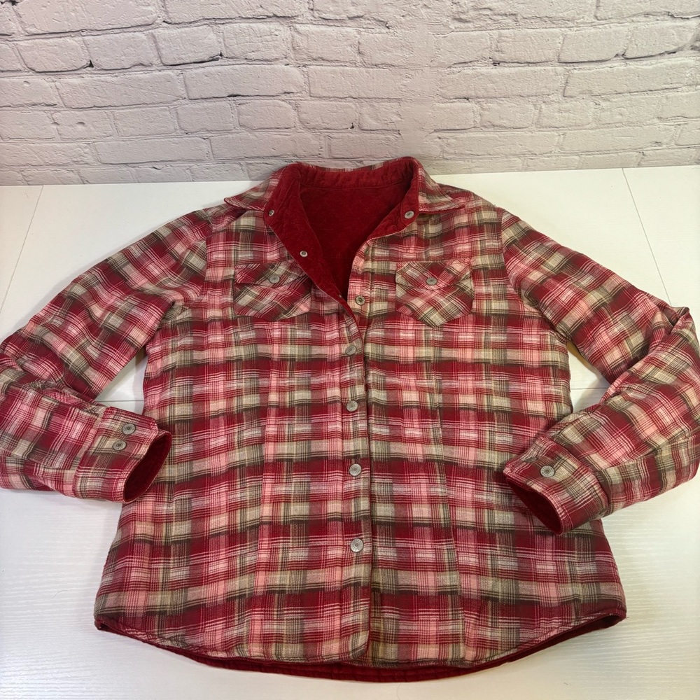 Guide Series Reversable Red/Red Plaid Button Up J… - image 1